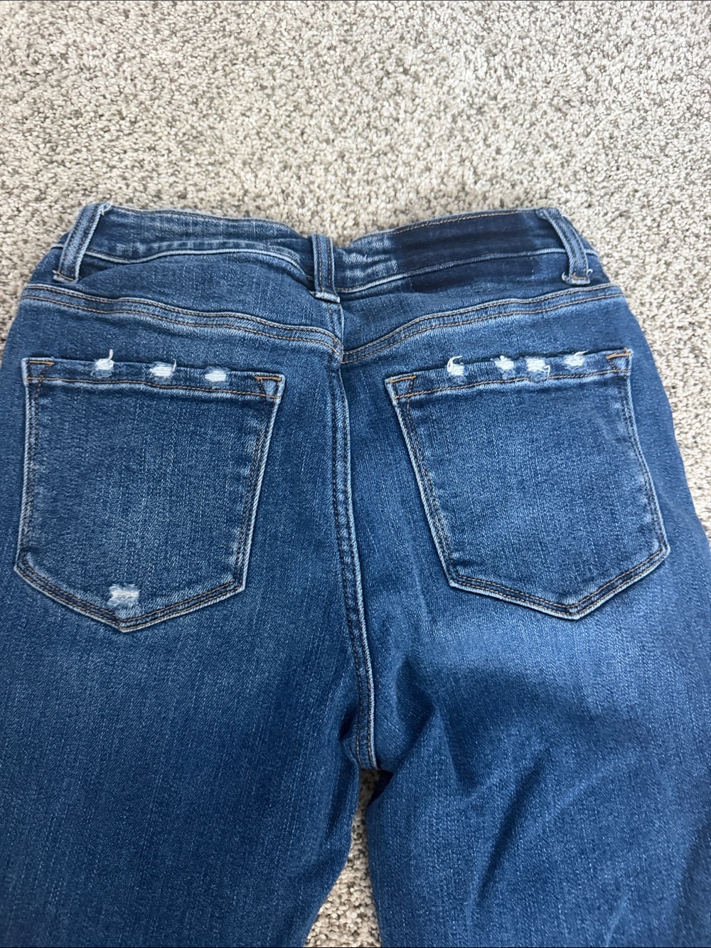 Flying Monkey Dark Blue Flare Jeans with Raw Hem - Picture 3 of 8